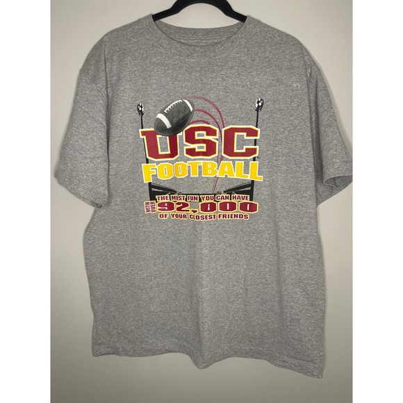 USC Trojans Football T-Shirt Mens Large Gray Red Oak With 92000 Friends - Picture 1 of 5